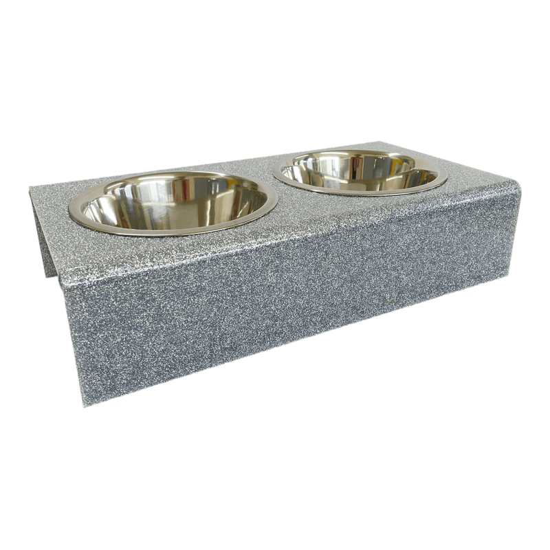 silver sparkle mid-size pet bowl