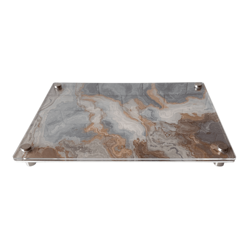 RAISED SERVING PLATTER | GREY GOLD MARBLE - A Gifted Story