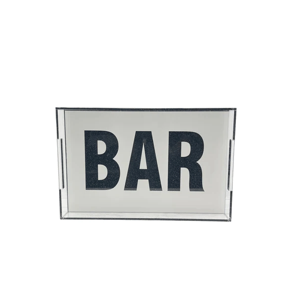 BAR acrylic tray with clear side and built in handles