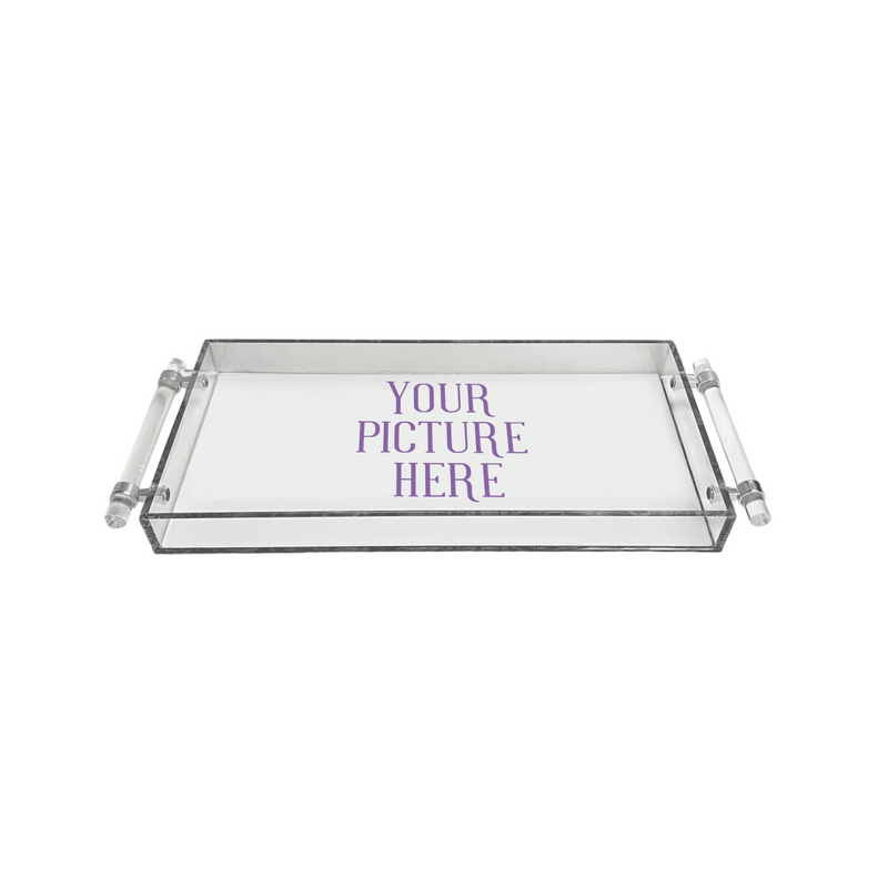 personalized luxe tray that says your picture here showing that you can add  an image, design or  vector file of logo