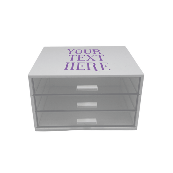 white jewelry box that says your text here showing you that you can personalize it with initials or design